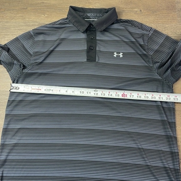 Under Armour Mens HeatGear Black Grey Striped Short Sleeve Polo, Cold Black, XL - Picture 6 of 8